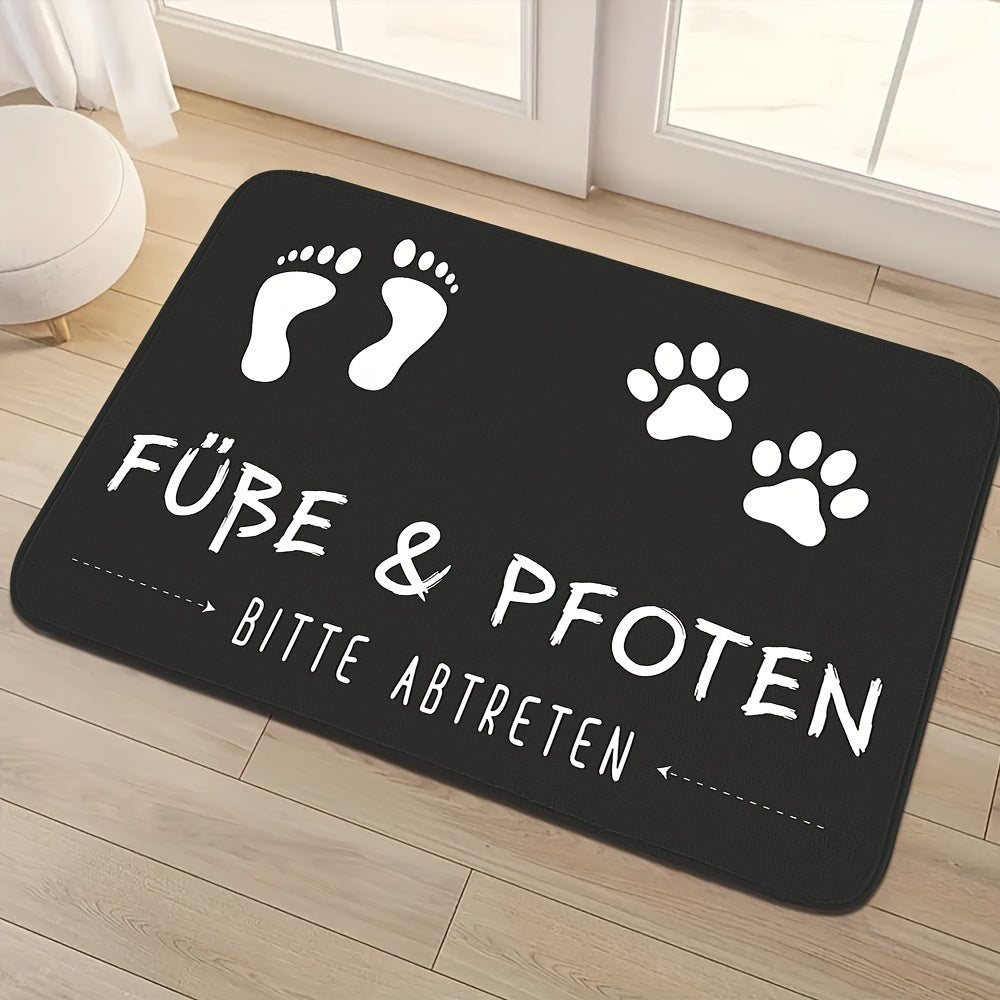 Chic Paw Print Doormat, Absorbent Sponge Bottom bilan, Anti-Slip, Yumshoq Flannel