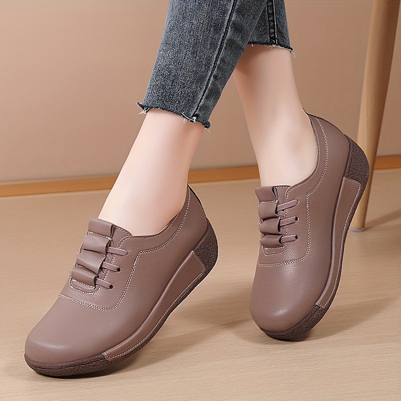 Women Middle-Aged Flat Shoes Non-Slip Thick-Soled Comfort Loafers Sizes 35-41