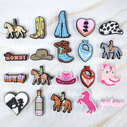 Kids Cowboy Shoe Charms Set PVC Plastic Assorted Designs Horse Boots Bandana