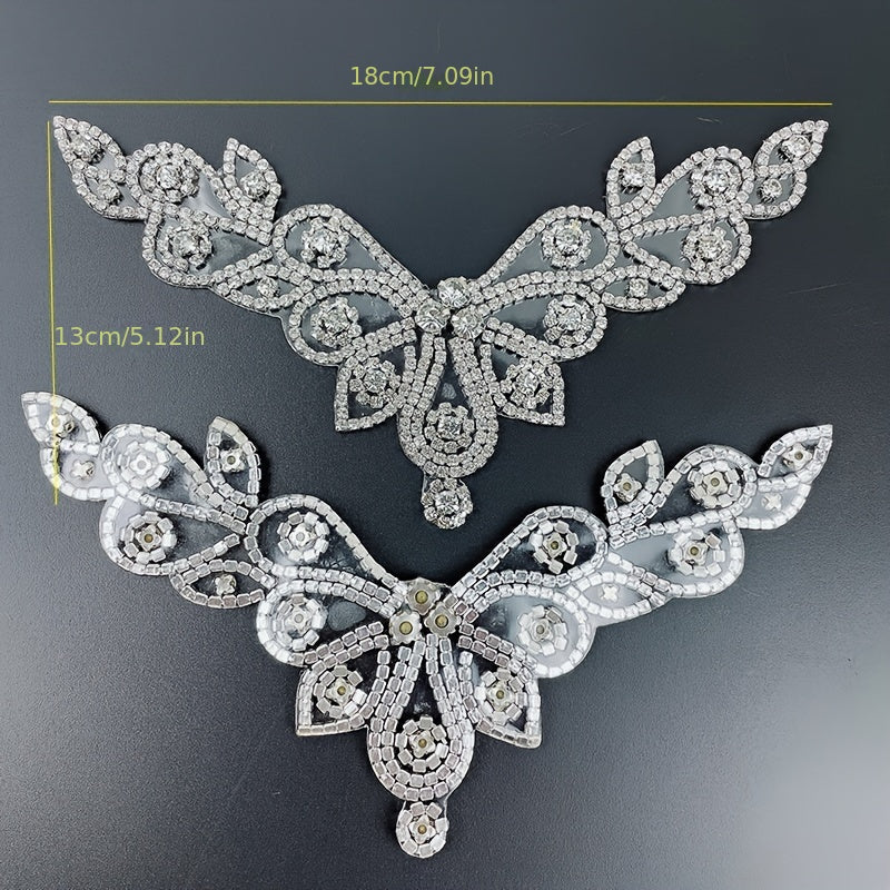 White Glass Rhinestone Applique for Shoes Dresses Bags - Handcrafted DIY Embellishment
