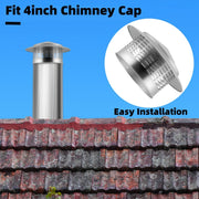 Stainless Steel 4 Inch Chimney Cover with Strainer Rain Cap for Ventilation