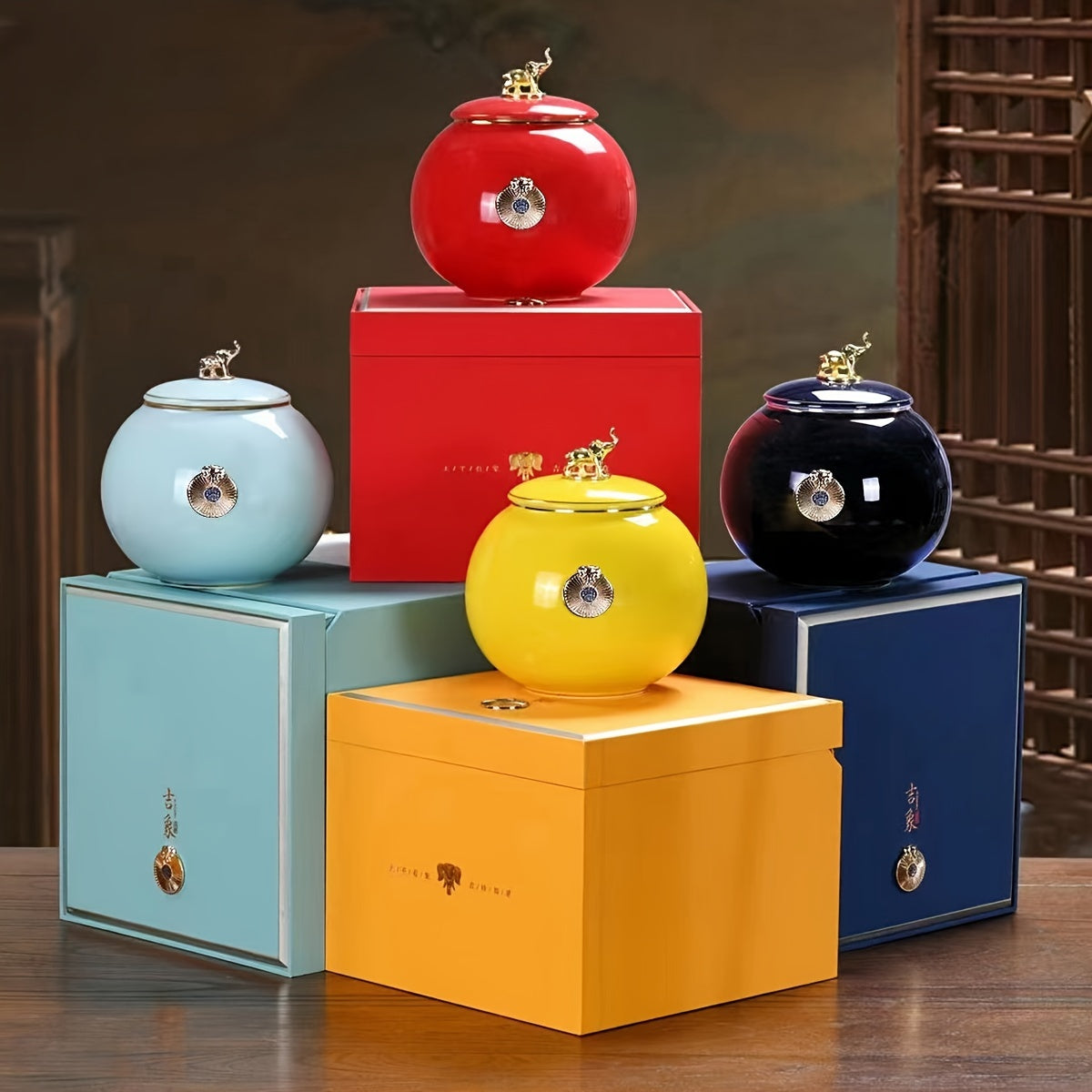 Tarro de cerámica china para té, recipiente hermético para almacenamiento de granos de café, azúcar y cereales