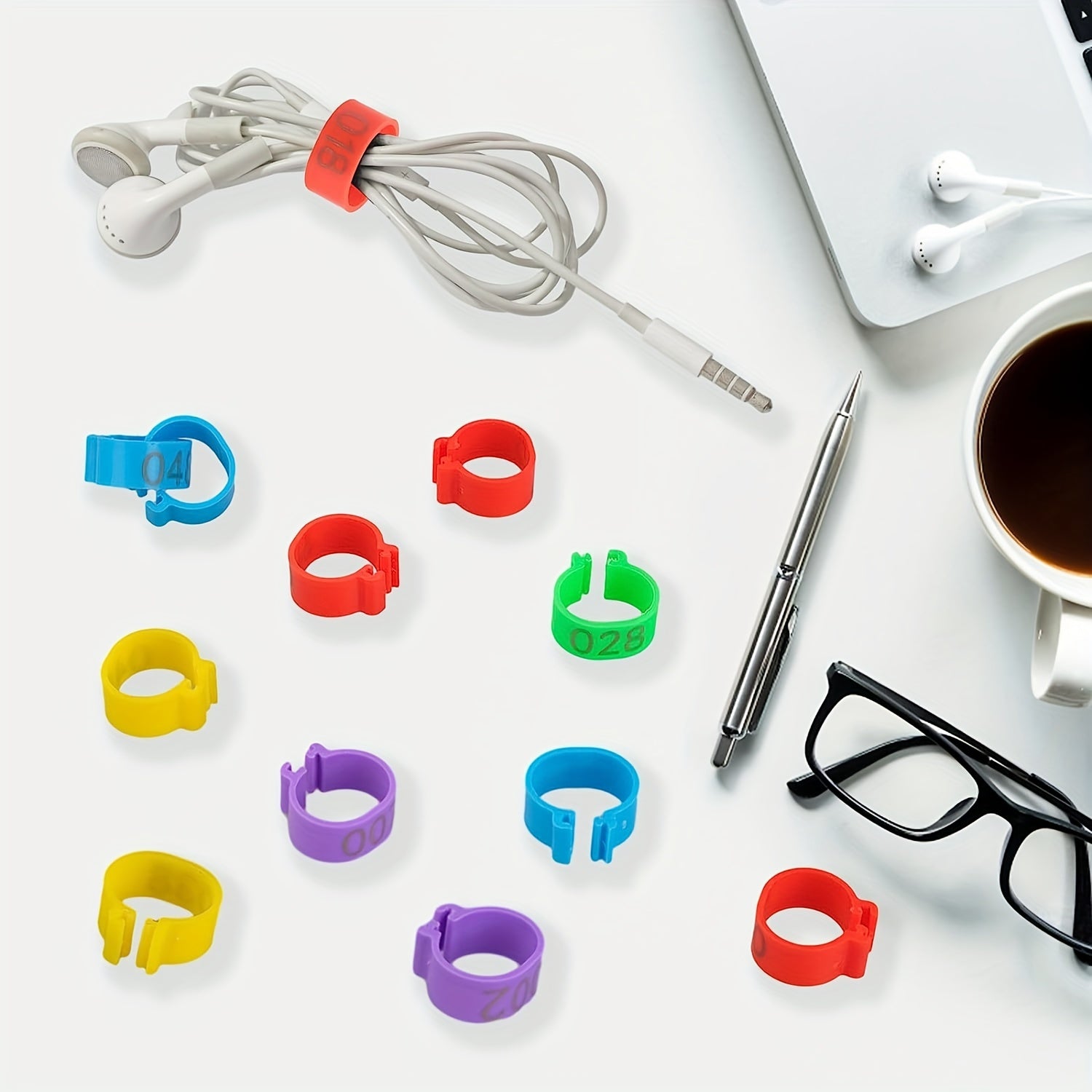 Pack of 100 Colorful Numbered Plastic Poultry Leg Bands for Identification 16mm