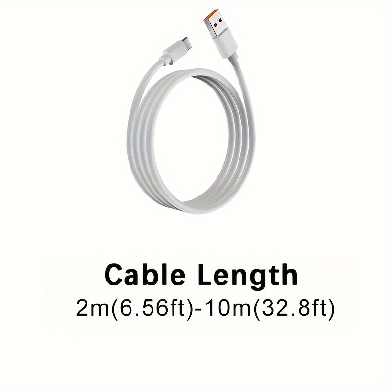 USB Type-C Charging Cable 243.84cm White with Orange Accents Quick Charge Compatible