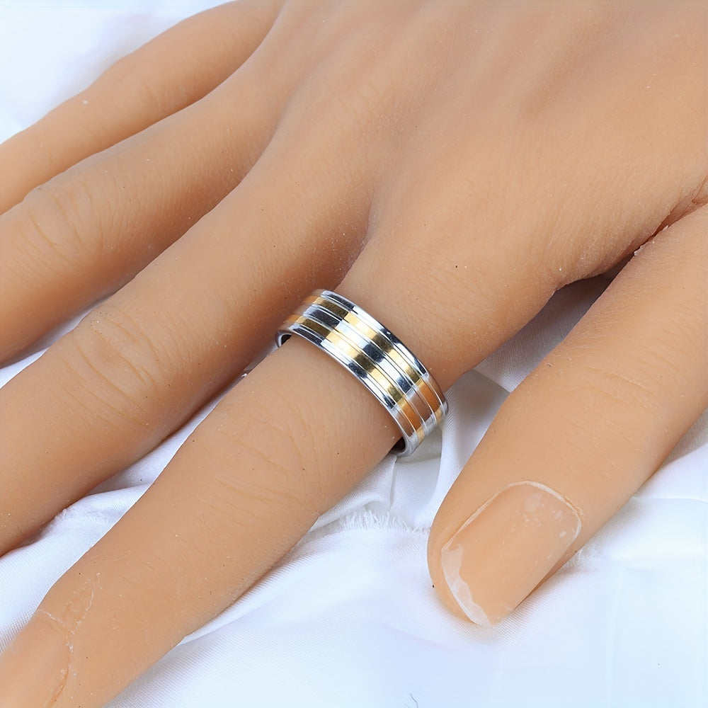 Two-Color Stainless Steel Ring Waterproof Sweat-Proof Jewelry for Men Women