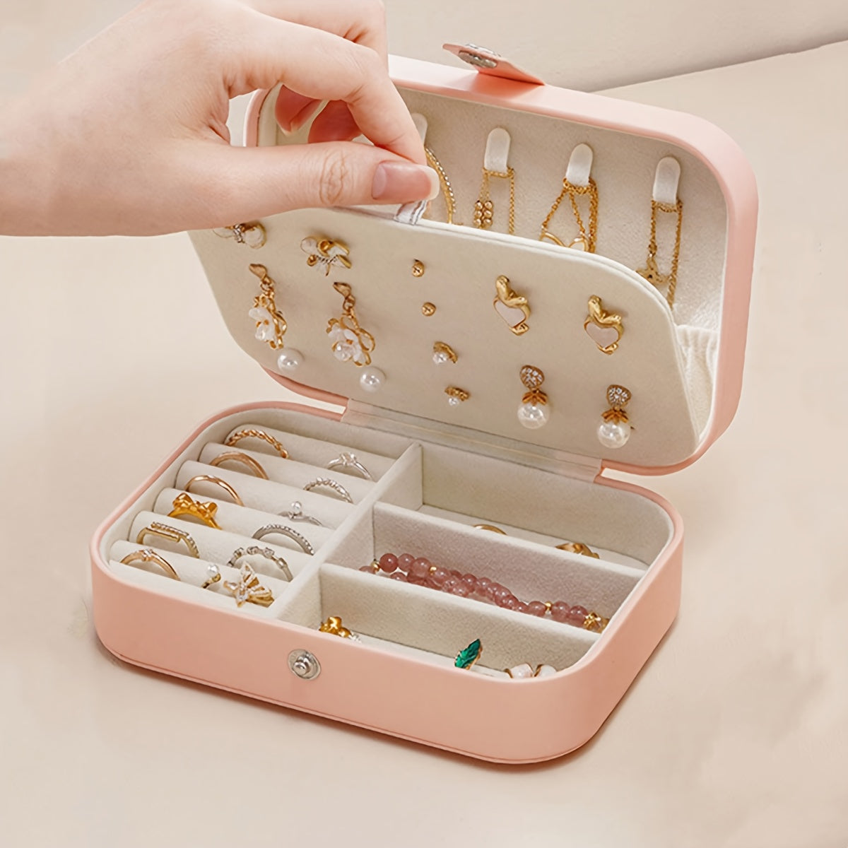 Travel Jewelry Organizer Box with Removable Dividers for Rings Earrings Bracelets Plastic