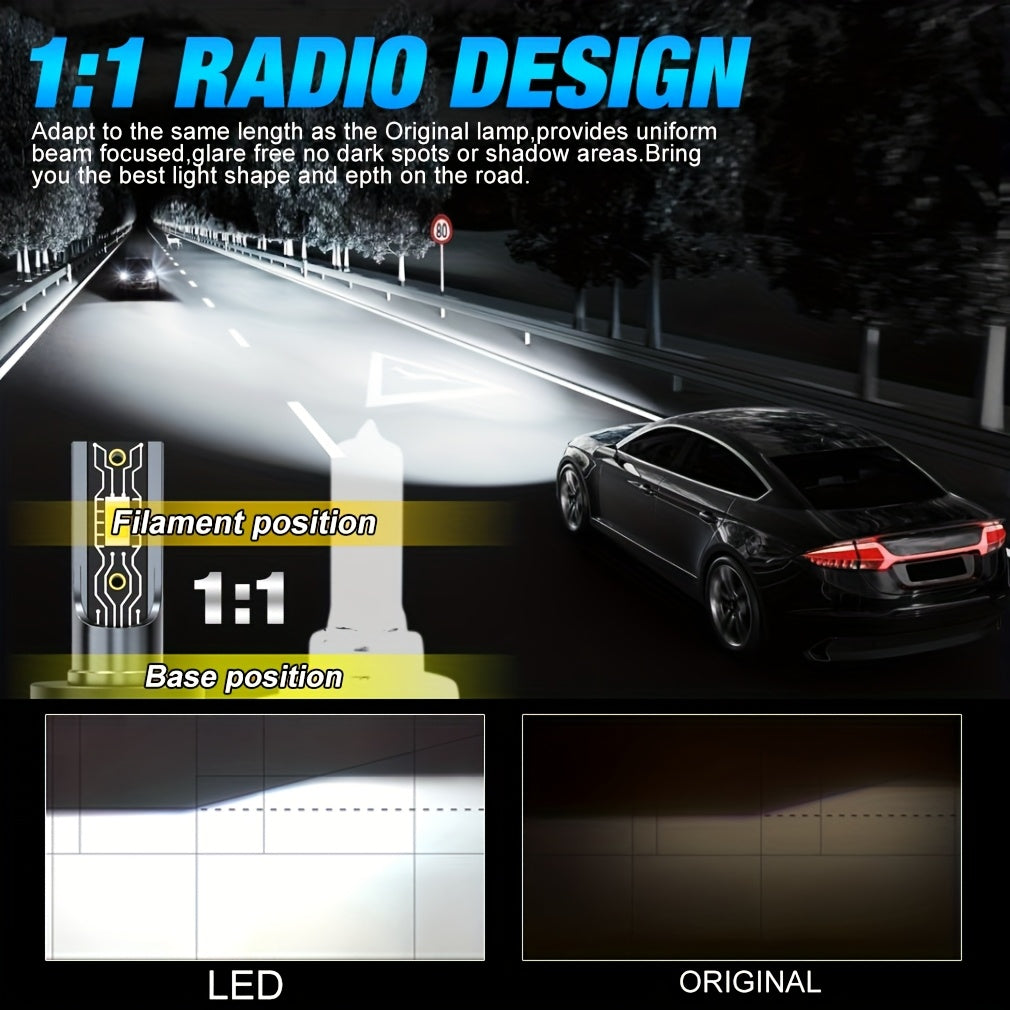 2 шт. автомобильных LED-лампочек для головного света 6000K белого цвета с чипами CSP 60W для дальнего и ближнего света