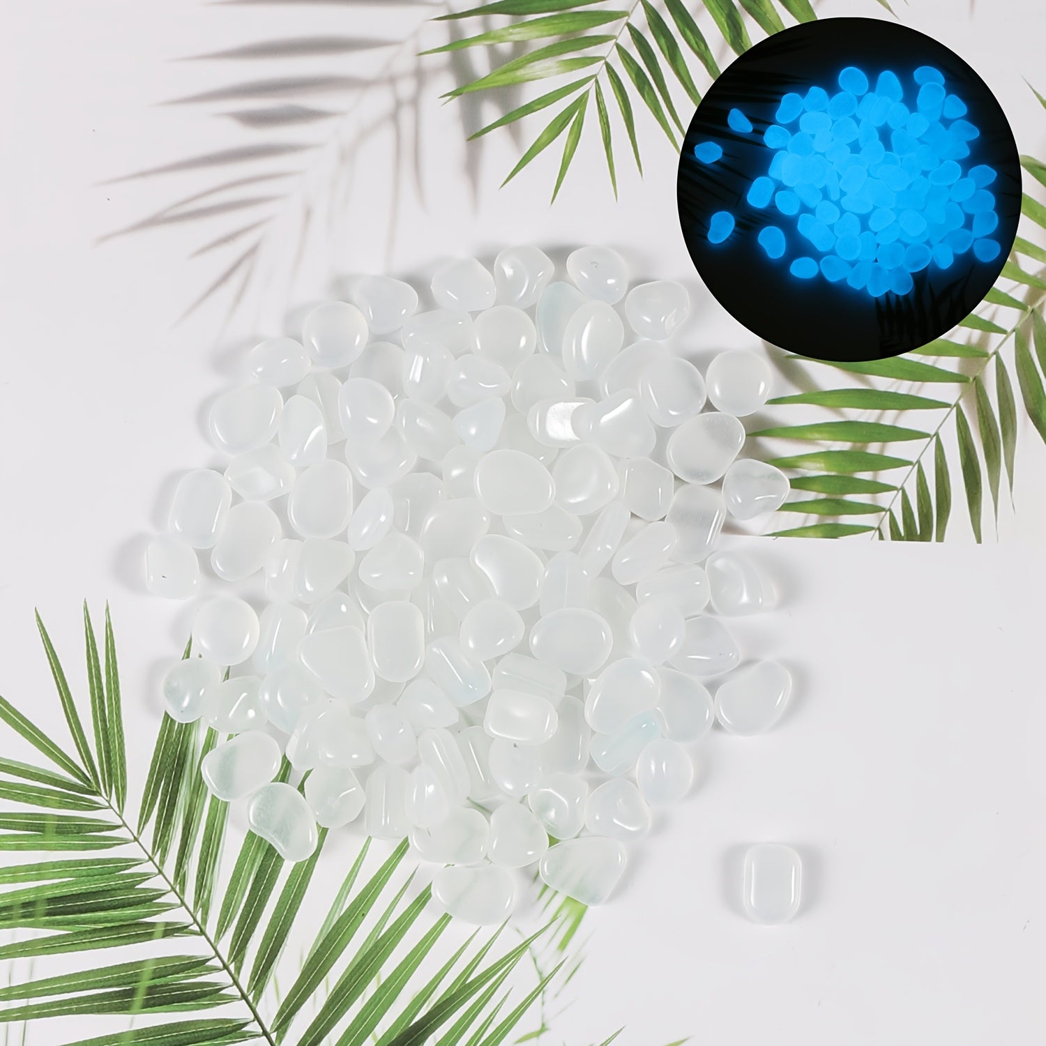 Glow in the Dark Plastic Garden Pebbles for Yard Walkways Aquarium Decor 0.76cm-0.99cm