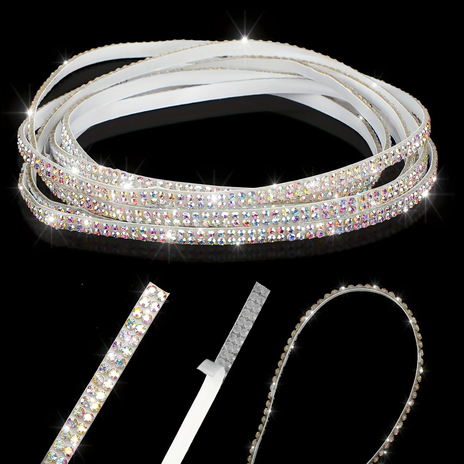 DIY Rhinestone Car Trim Strips Self-Adhesive Glitter Molding Stickers for Interior and Exterior Decor