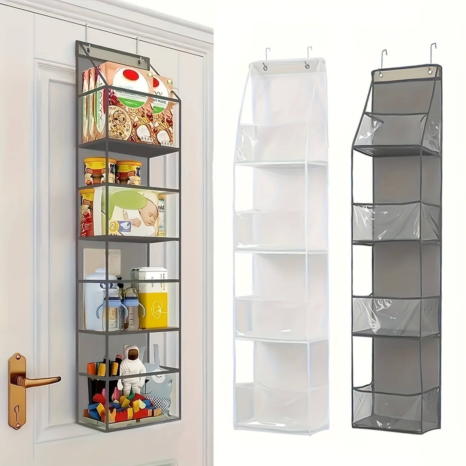 Over-the-Door Hanging Organizer with 4 Shelves Wall-Mounted Space Saver Polyester