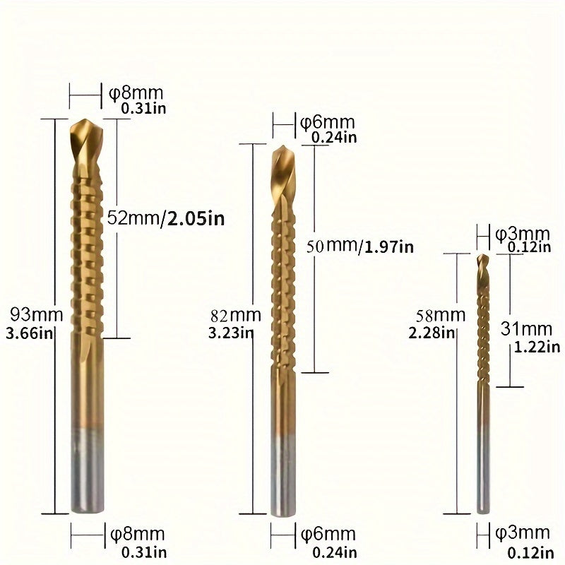 6-Piece Titanium Step Drill Bit Set for Wood and Metal 4-32mm with 3, 6, 8mm Openings