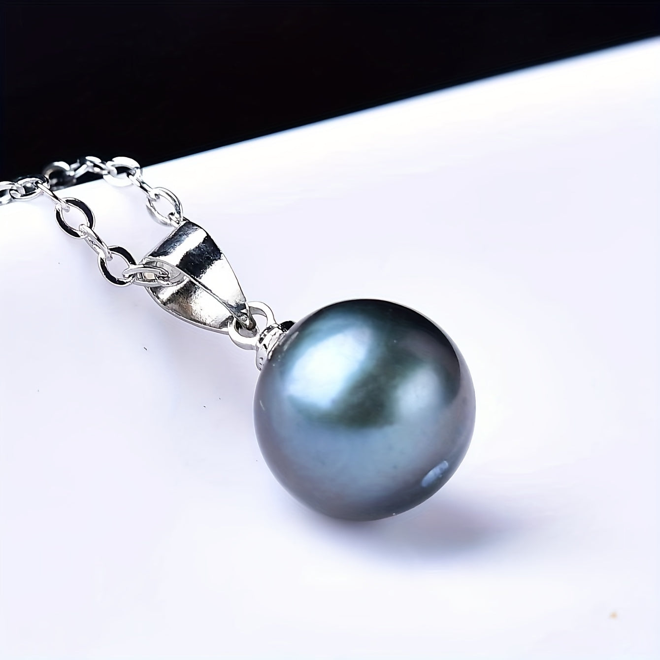 Sterling Silver Black Pearl Pendant Necklace Bohemian Style Gift for Women