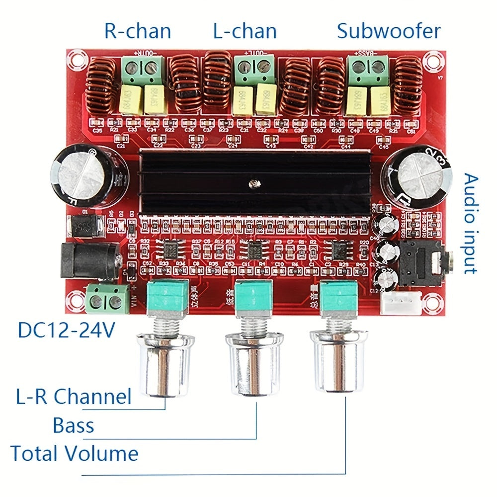 2.1 Channel Subwoofer Power Amplifier Module 12V-24V 100W 50W Digital Audio Board