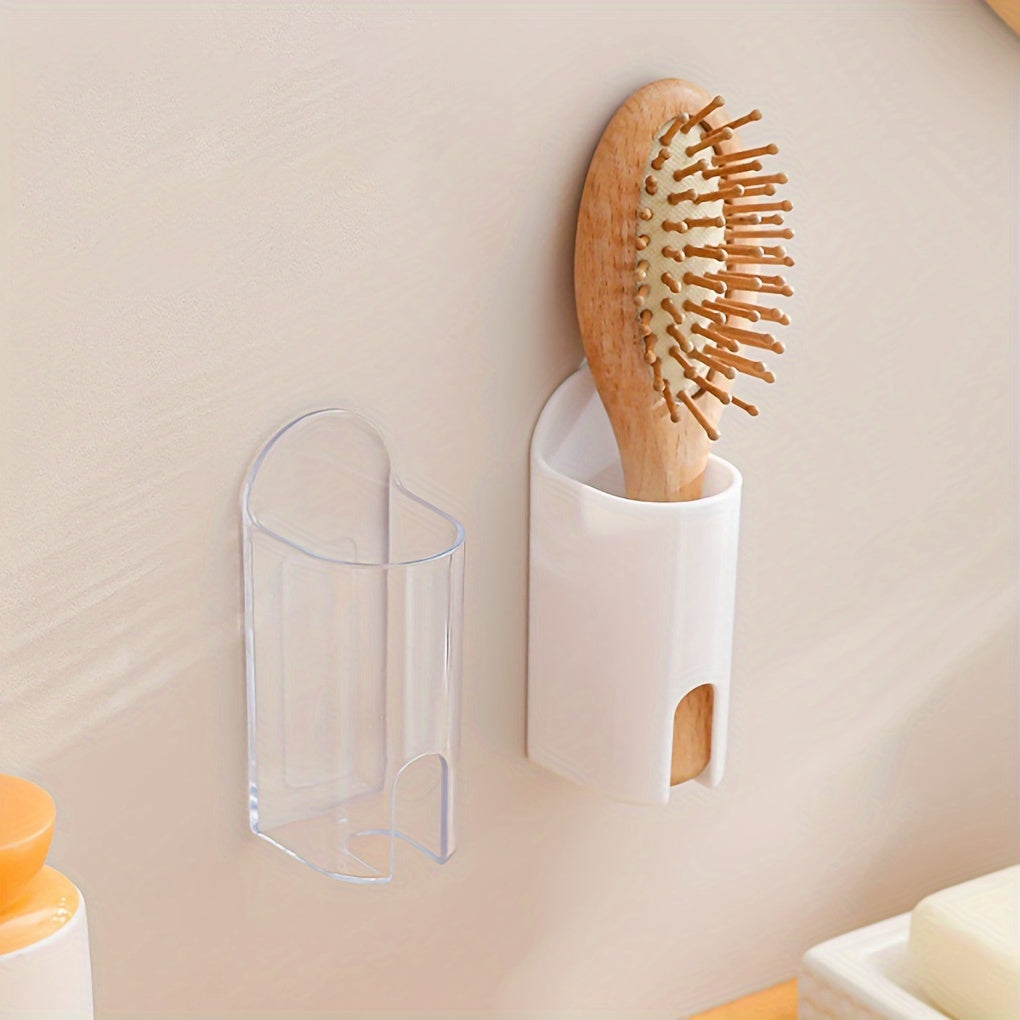 Porta cepillos de dientes de pared de acrílico autoadhesivo, organizador transparente para baño