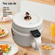 Olla eléctrica mini de 1.6L con temporizador, interior de cerámica, sin humo, antiadherente, portátil