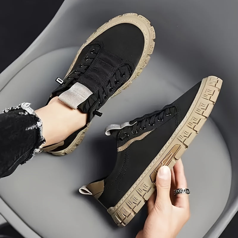 Zapatos de skate casual de lona para hombre, transpirables, con cordones, zapatillas urbanas para actividades al aire libre