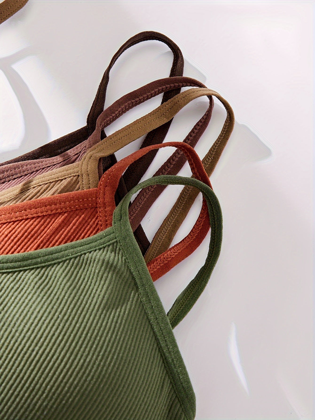 Women’s Ribbed Cotton Lingerie Set with Cami Bra and Panties