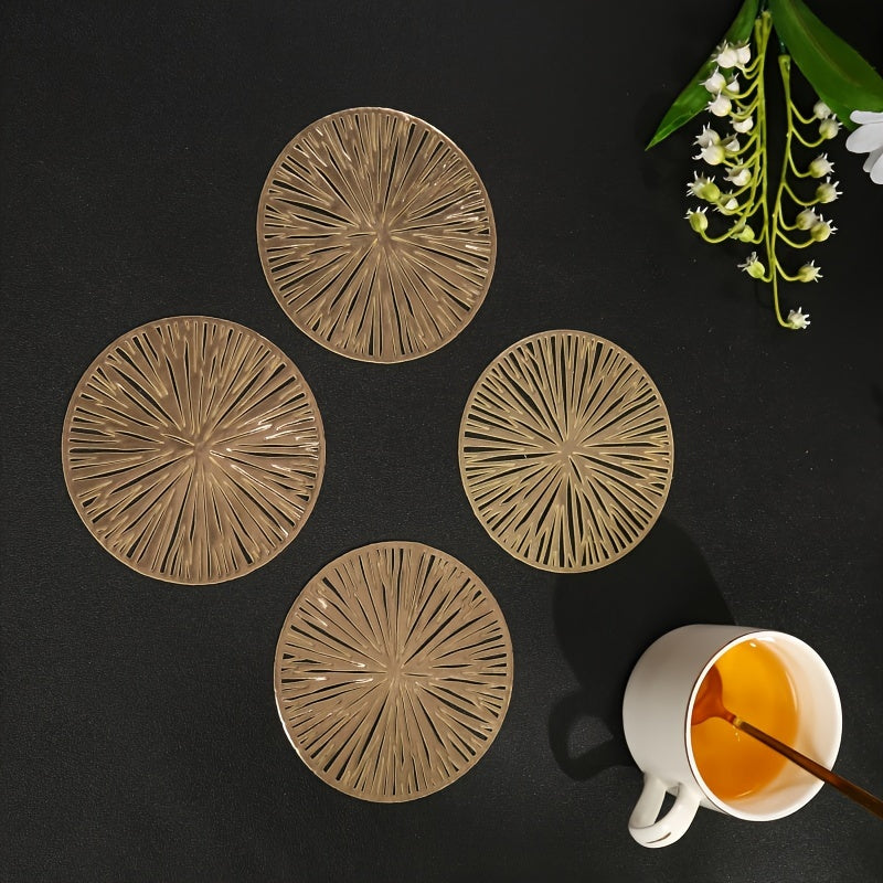 Set of 6 Fireworks Coasters PVC Washable Reusable Non-slip Heat Insulation for Coffee Wine Tea