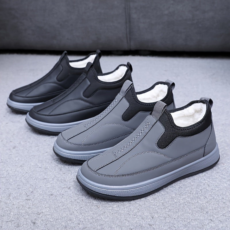 Men's Winter Snow Boots Casual Solid Color Short Slip-On Fabric Lined