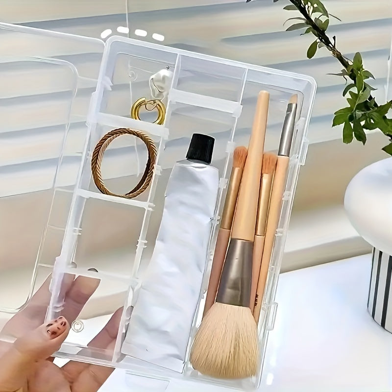 Clear Plastic Storage Organizer with Removable Dividers for Jewelry and Desk Items