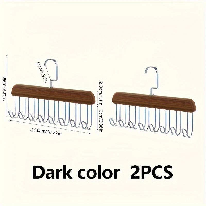 Wooden Clothes Hanger with 8 Wave Hooks for Bras and Accessories Unfinished