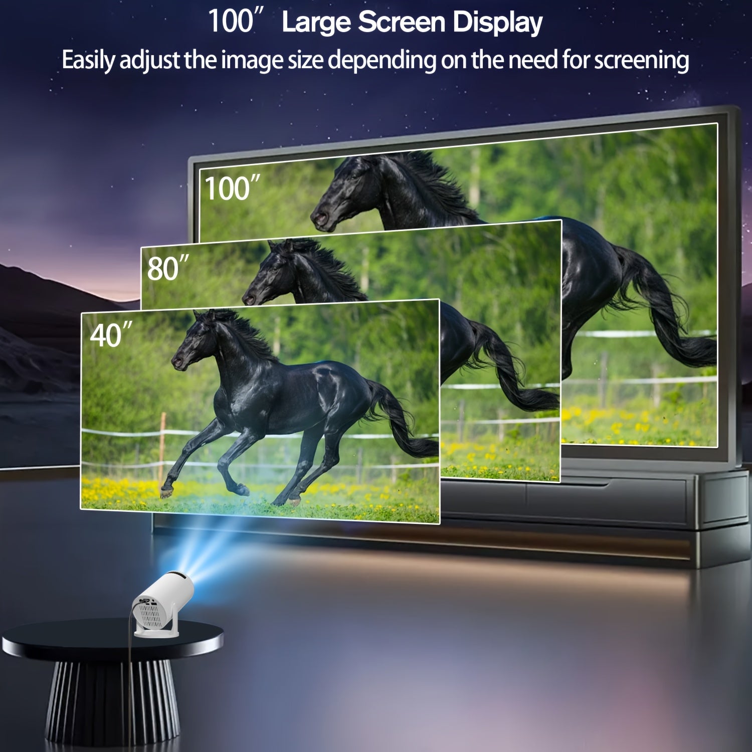 Mini Portable Smart Projector for Outdoor Movies with Fast Focus