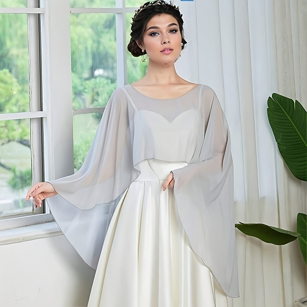 Solid Color Chiffon Cape for Wedding Dresses and Everyday Fashion Lightweight Hand Washable