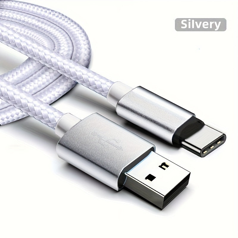 Fabric USB Type-C Charging Cable 1m 2m 3m Fast Data Sync Black Blue Red