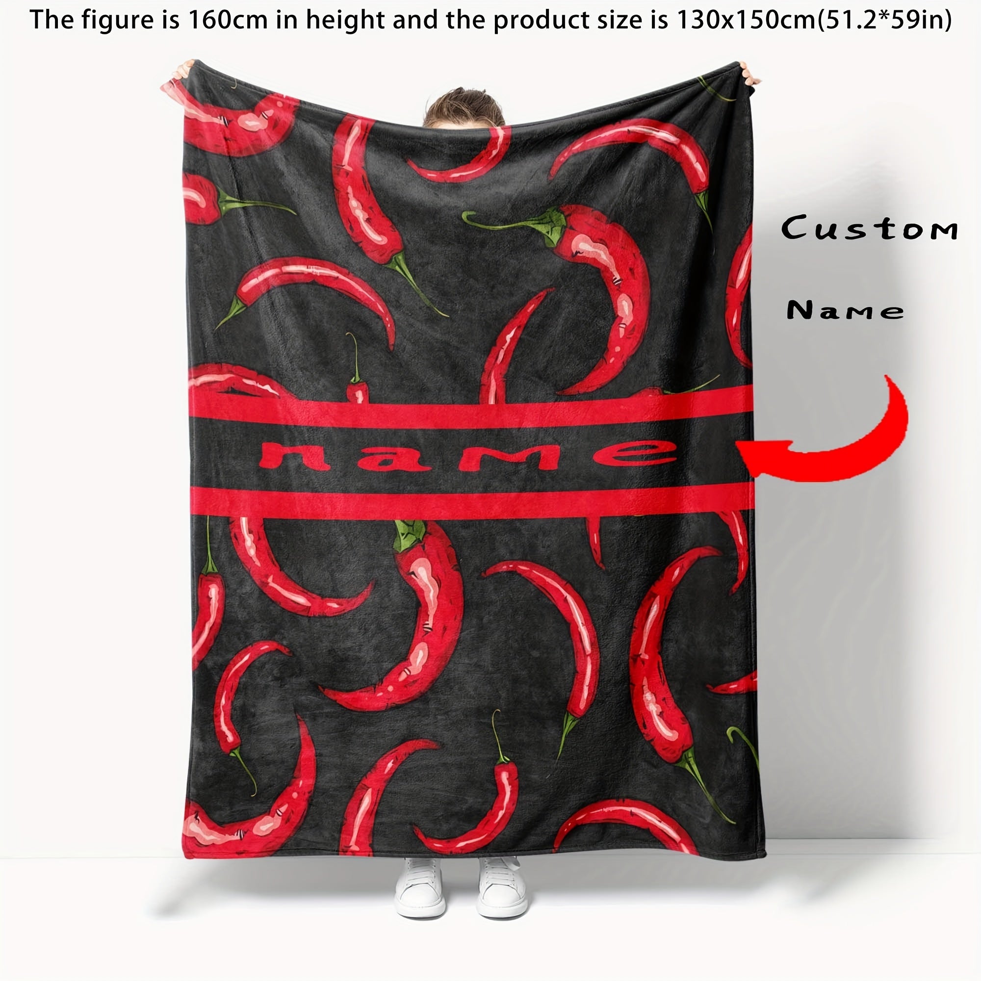 Personalized Cartoon Chili Pattern Flannel Blanket Lightweight Soft All-Season Throw for Bed Couch Camping Travel