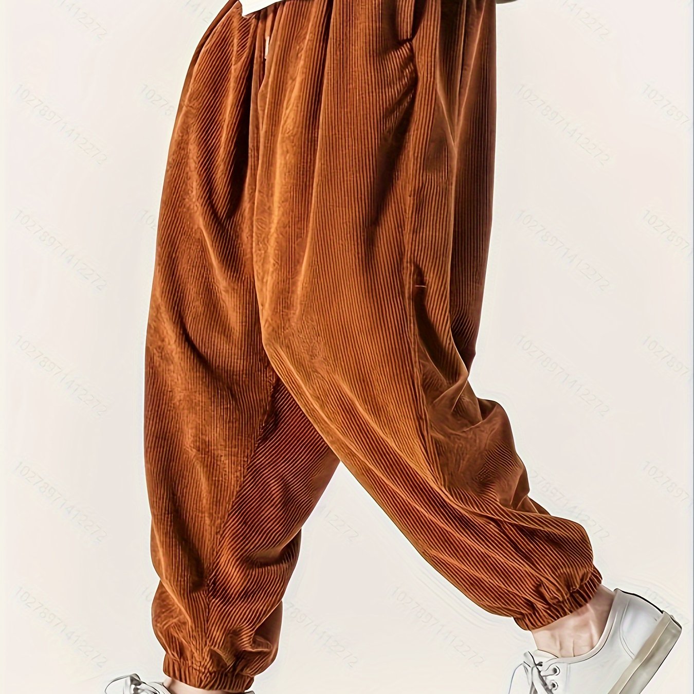 Men's Wide Leg Corduroy Pants with Drawstring Casual Spring Fall