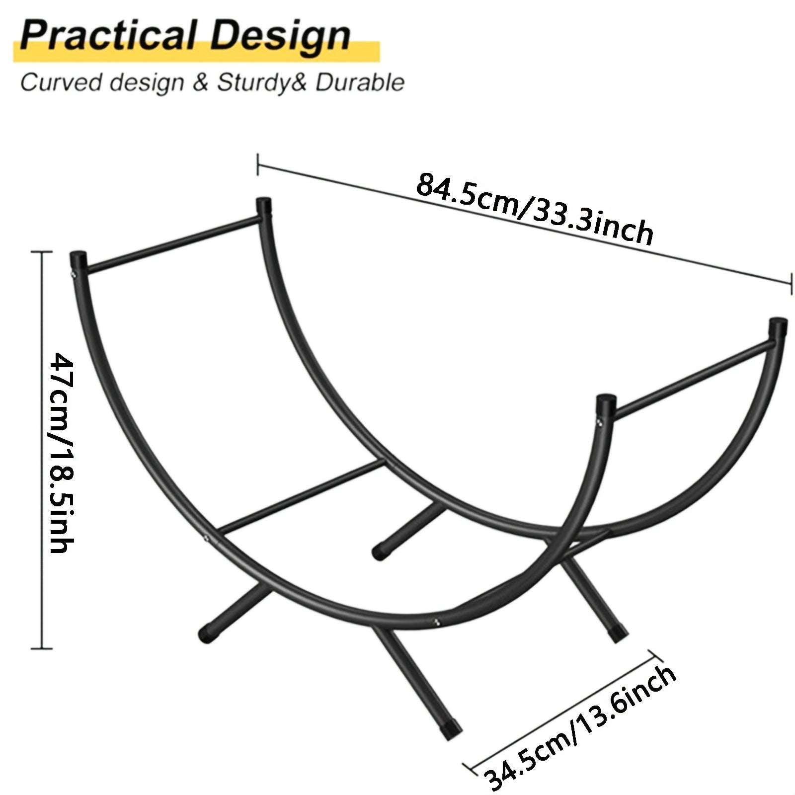 Metal Firewood Rack Curved Waterproof Rustproof Indoor Outdoor Log Holder
