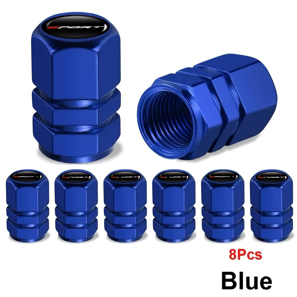 Aluminum Valve Caps Set for Cars and Motorcycles, Sport Pattern, 4/8/12 Pieces