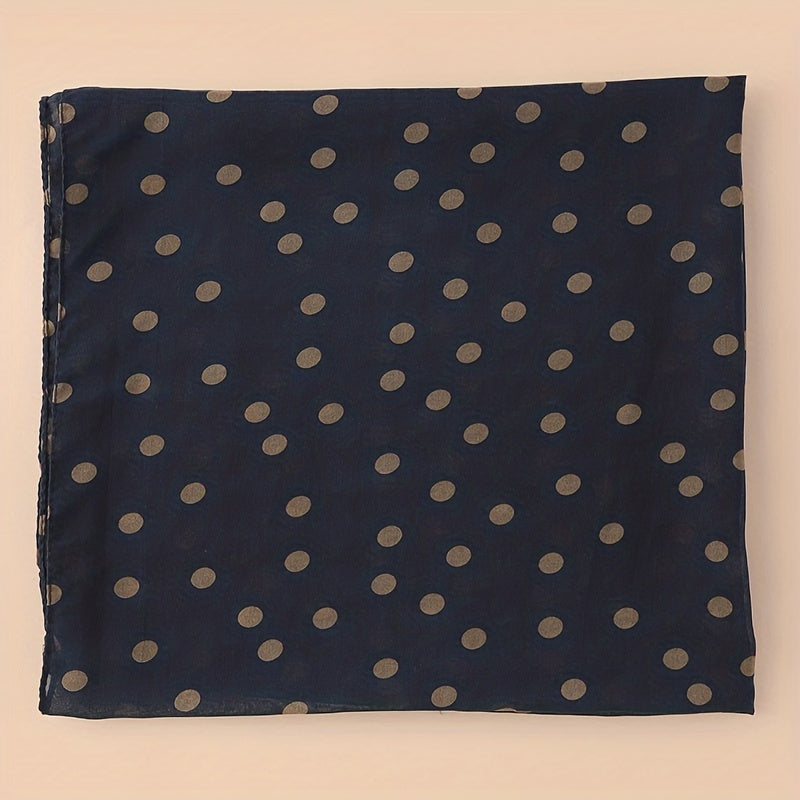 Polka Dot and Solid Color Chiffon Scarf for Casual Wear Head Wrap Sun Protection