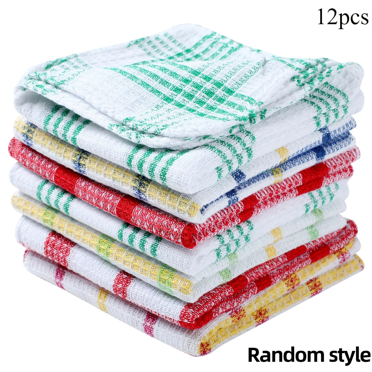 Set of 5 Waffle Weave Kitchen Towels Quick-Drying Dish and Hand Towels Rustic Space Design