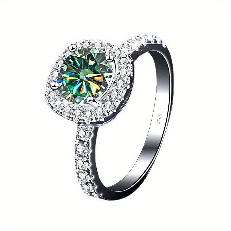 Anillo de promesa con incrustación de moissanita de 3ct en plata de ley para compromiso, boda y aniversario