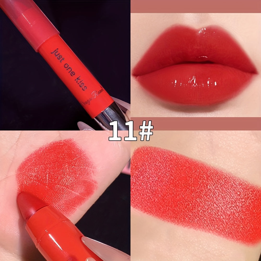 Women's Moisturizing Lipstick With Nude Pink Red Brown Colors and Lip Gloss