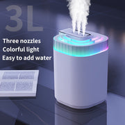 Large 3L Desktop Humidifier with Nightlight and Atomization for Rooms Over 45㎡