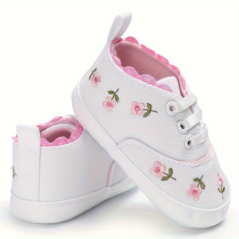 Baby Girl's Flower Pattern Non-Slip Walking Shoes for Infants Outdoor Activities