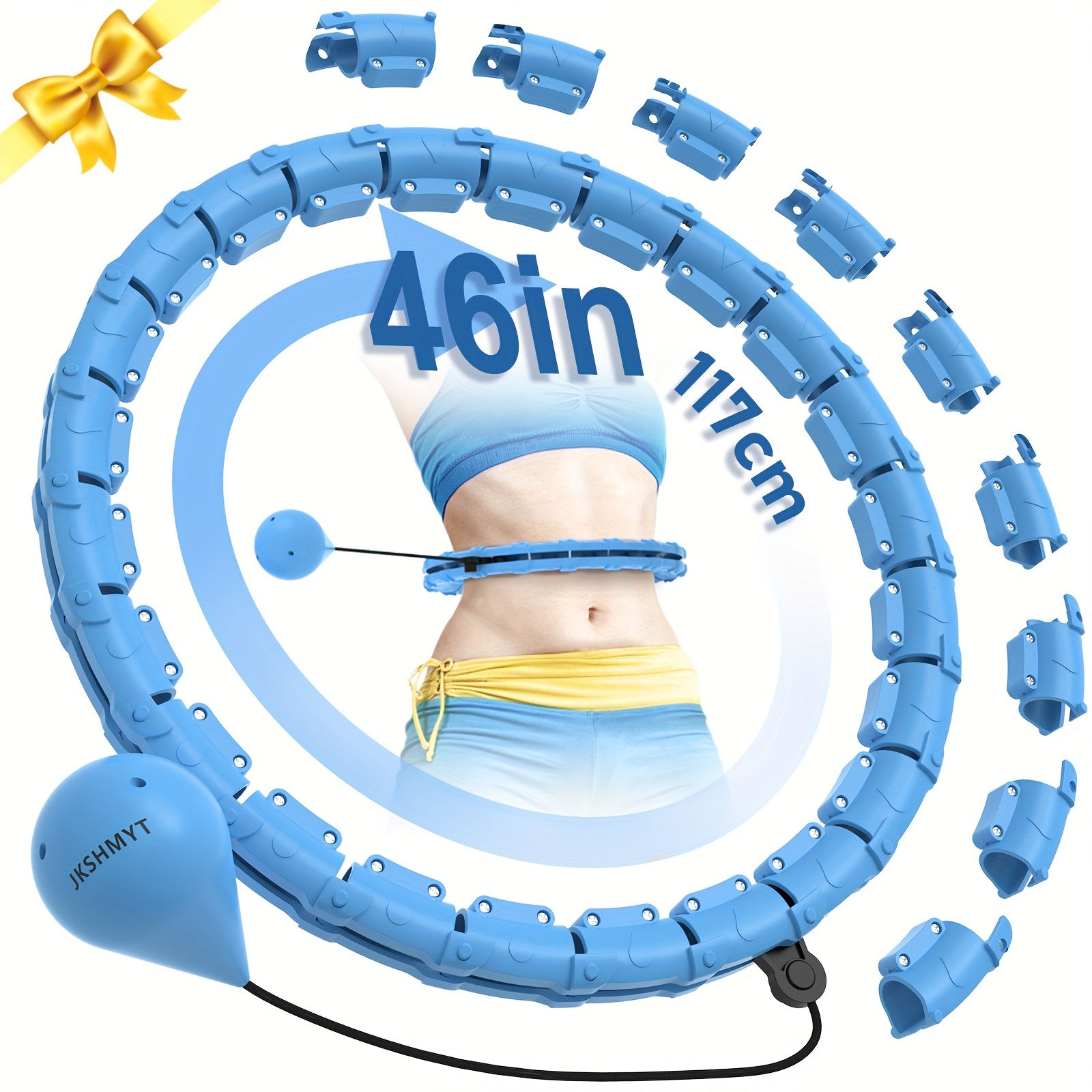 24-bo‘lim ajraladigan fitnes halqasi 47In/120cm Pilates mashq halqasi vazn yo‘qotish va yupqa bel uchun
