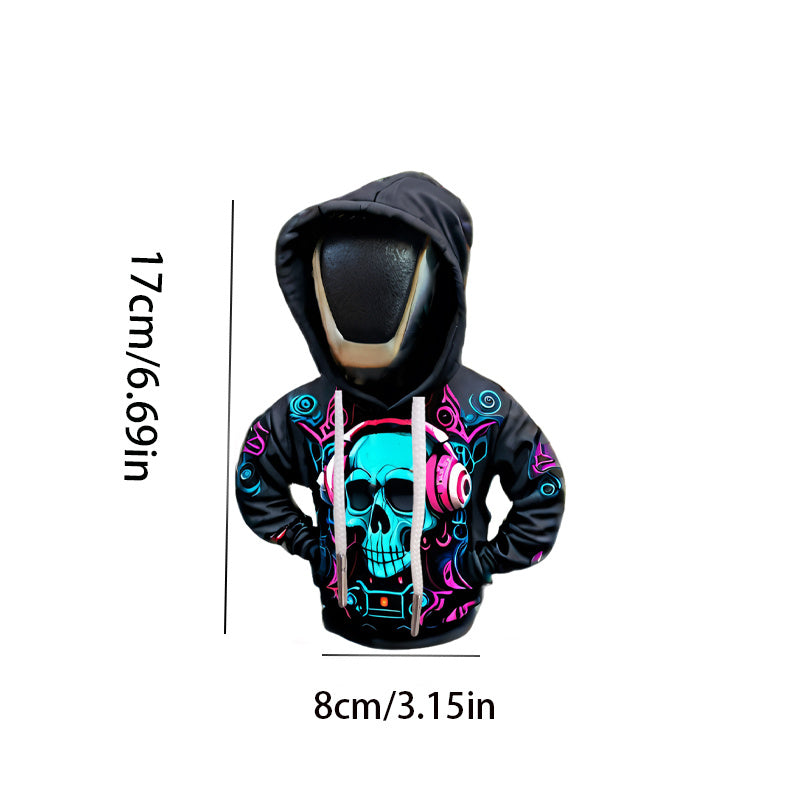 Unisex Polyester Skull Hoodie Car Gear Shift Knob Cover Dustproof Transmission Decor