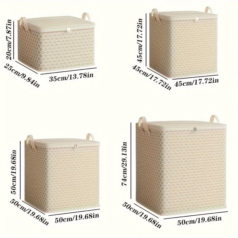 Large Plaid Storage Box with Handles and Double Zippers for Clothing Bedding and Moving