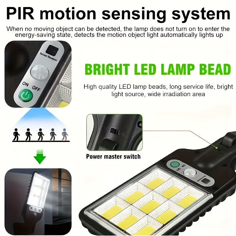 4 Pack Solar Street Lights with COB LED Motion Sensor 180° Coverage Remote Control