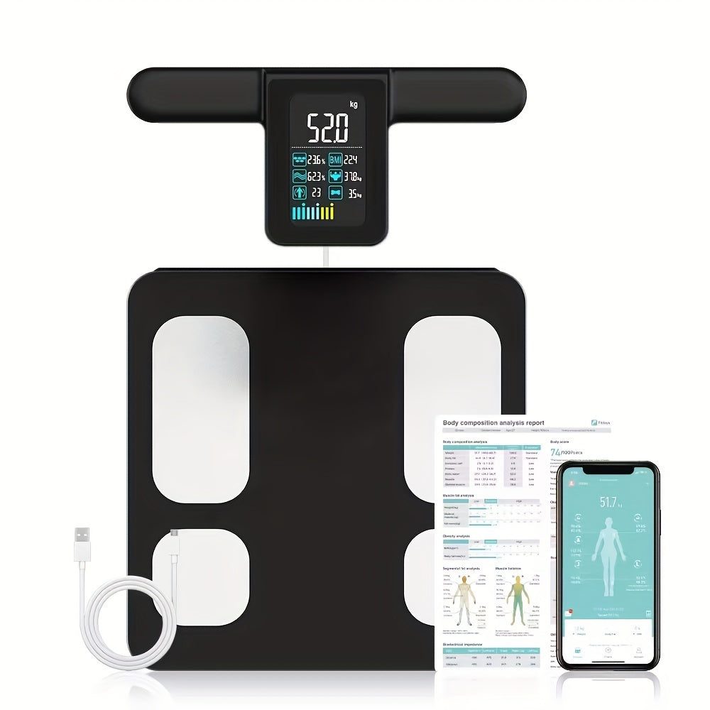 ICOMON Smart Weight Scale: Yuqori aniqlik, LED displey, USB bilan qayta zaryadlanadigan, simsiz ulanish imkoniyatiga ega, Uy va hammom uchun ideal