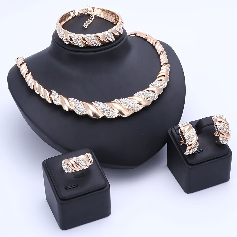 Jewelry Set Women Gold-Plated Artificial Crystal Middle Eastern Style Wedding Gift