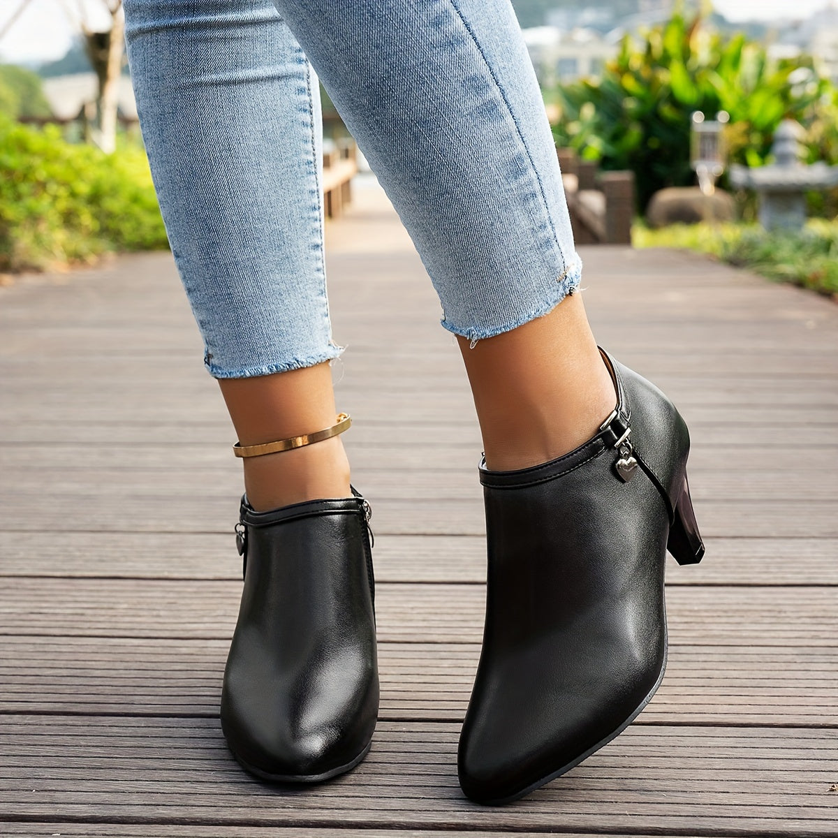 Women's Faux Leather High Heel Ankle Boots Pointed Toe Zipper