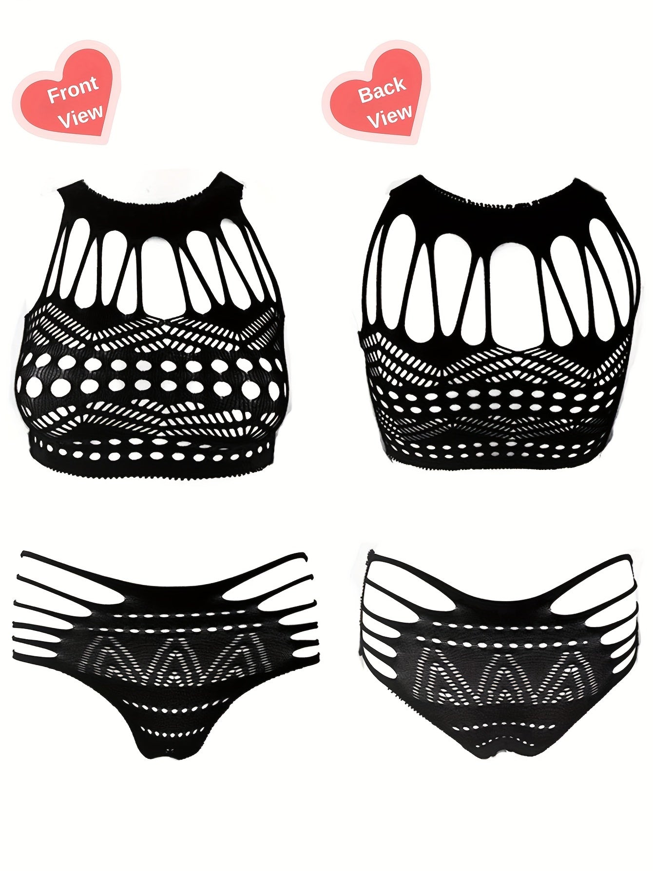 Conjunto de lencería de talla grande para mujer, top y braga de malla transparente, 8 piezas