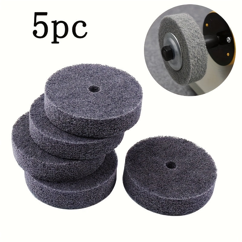 5 Pieces 3-Inch Fiberglass Buffing Wheels with 3/8 Inch Arbor Emery Grit for Angle Grinders