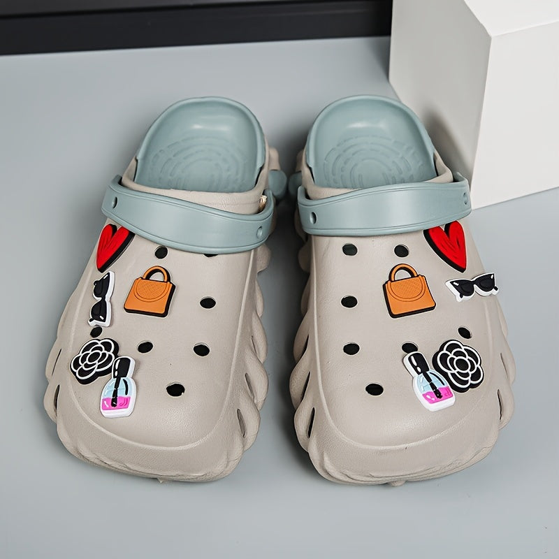 Women's 3D Cartoon Decor Clogs Lightweght EVA Slip On Summer Beach Shoes