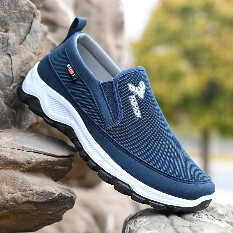 Men's Slip-On Loafers Solid Color Fabric Upper Lightweight TPR Sole