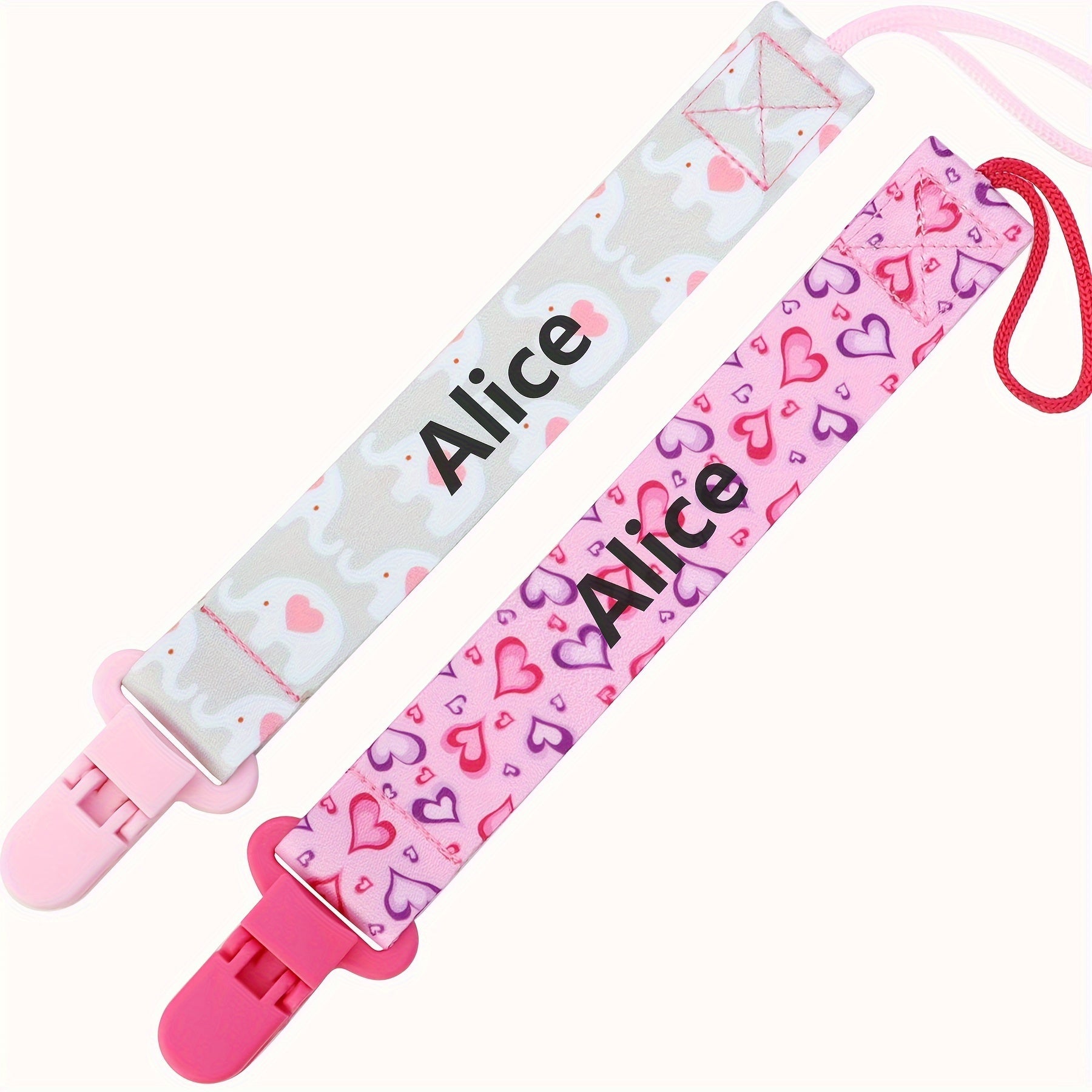 Handcrafted Baby Pacifier Chains Two-Pack Personalized Baptism Gift